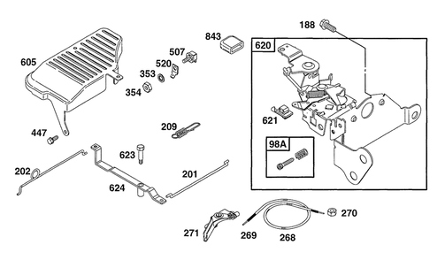 Controls Diagram and Parts List for 133702-0135-XX  Briggs and Stratton Engine